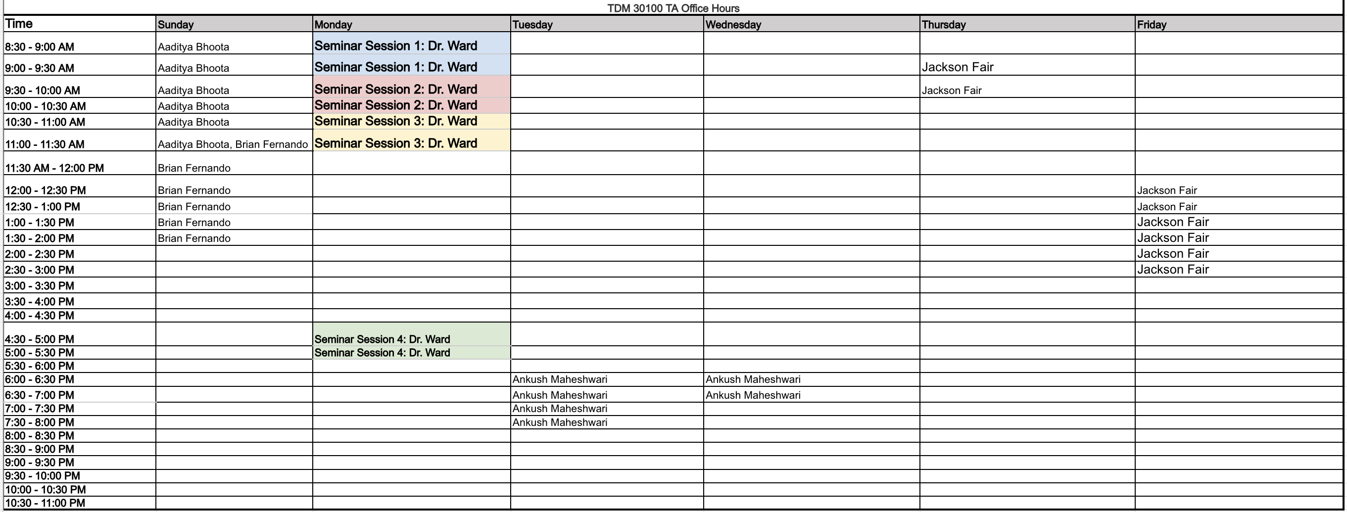 TDM 301 Office Hours